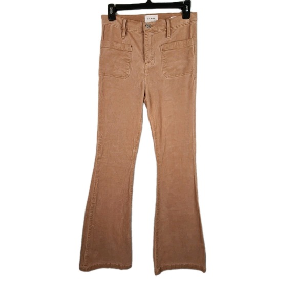 Frame Women's Tan Le‎ Bardot Cotton Modal High-Rise Flare Jeans Pants Size 27 - Picture 1 of 10